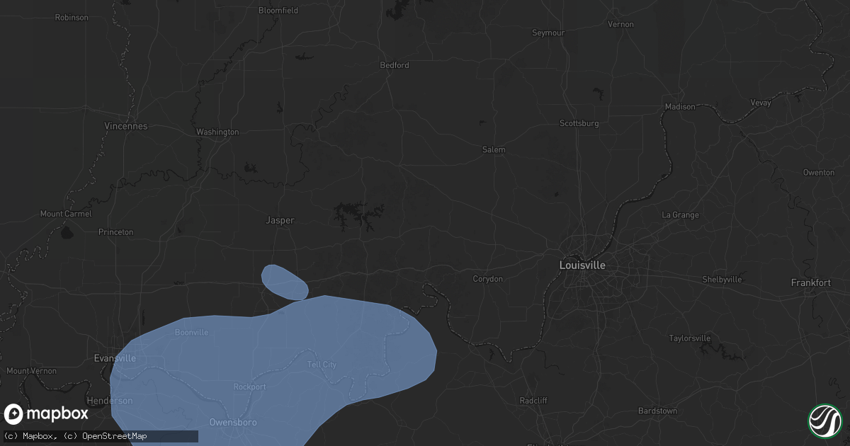 Hail map in Marengo, IN on August 16, 2026