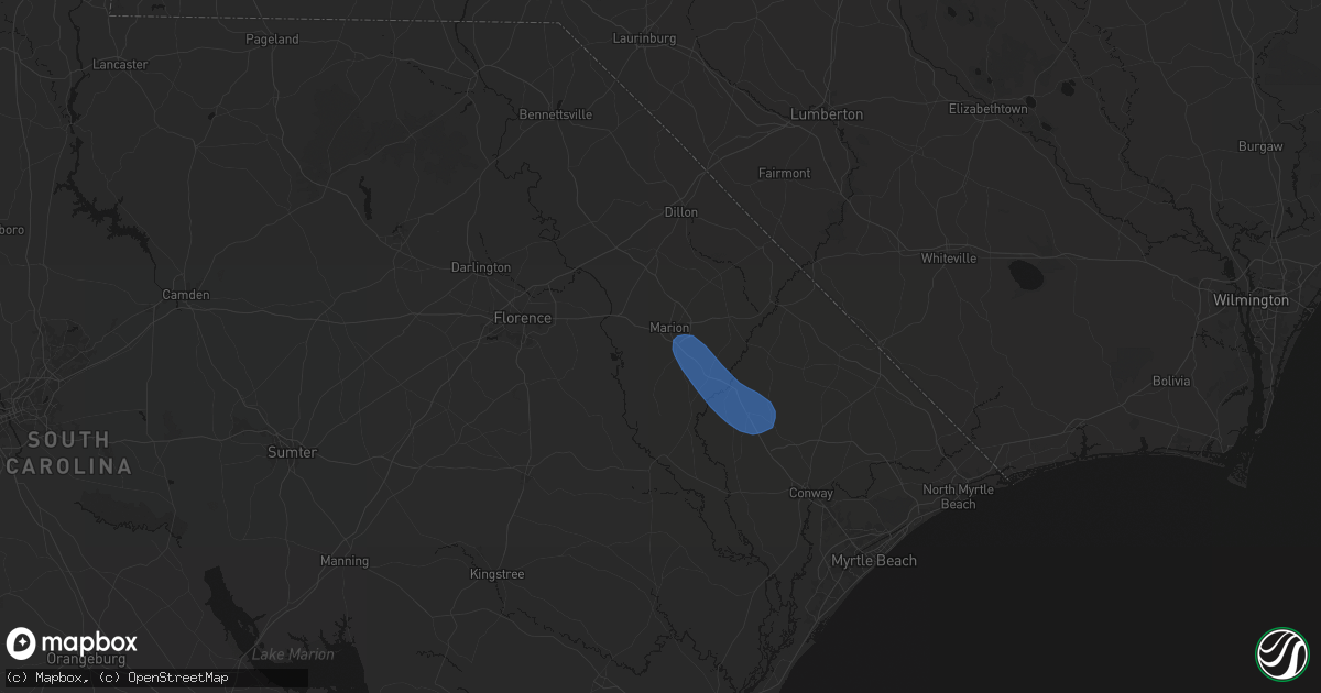 Hail map in Marion, SC on August 16, 2026