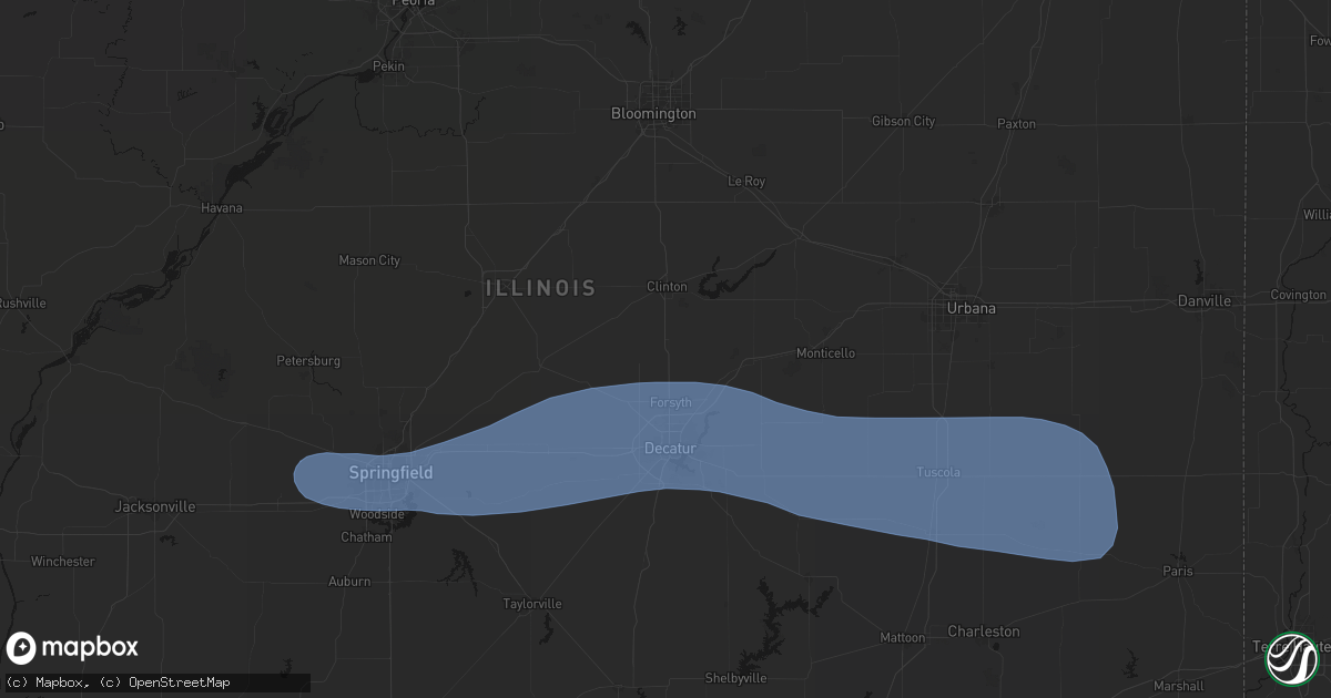 Hail map in Maroa, IL on August 16, 2026