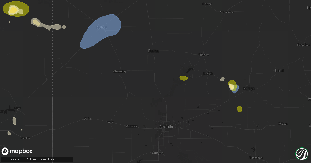 Hail map in Masterson, TX on August 16, 2026