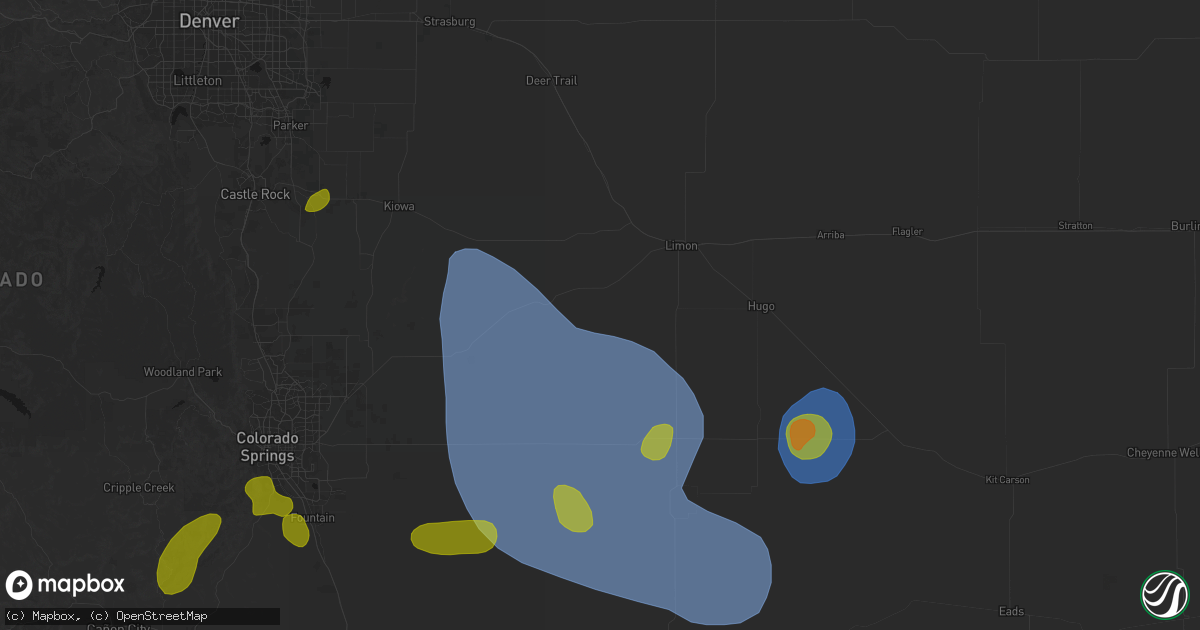 Hail map in Matheson, CO on August 16, 2026
