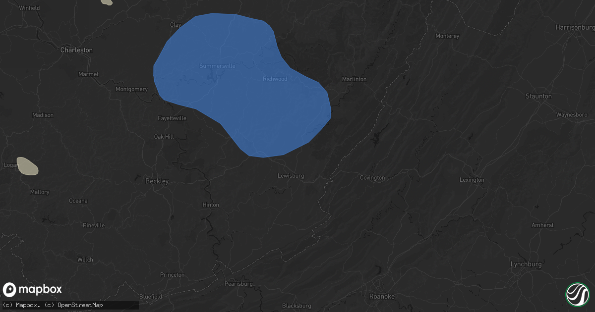 Hail map in Maxwelton, WV on August 16, 2026