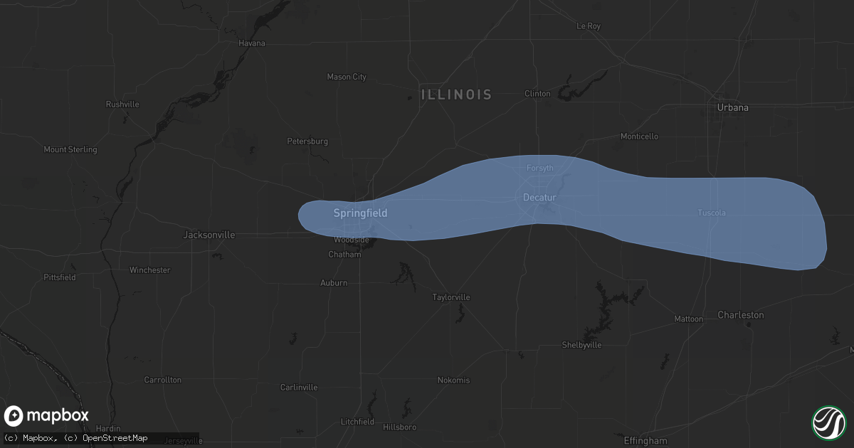 Hail map in Mechanicsburg, IL on August 16, 2026