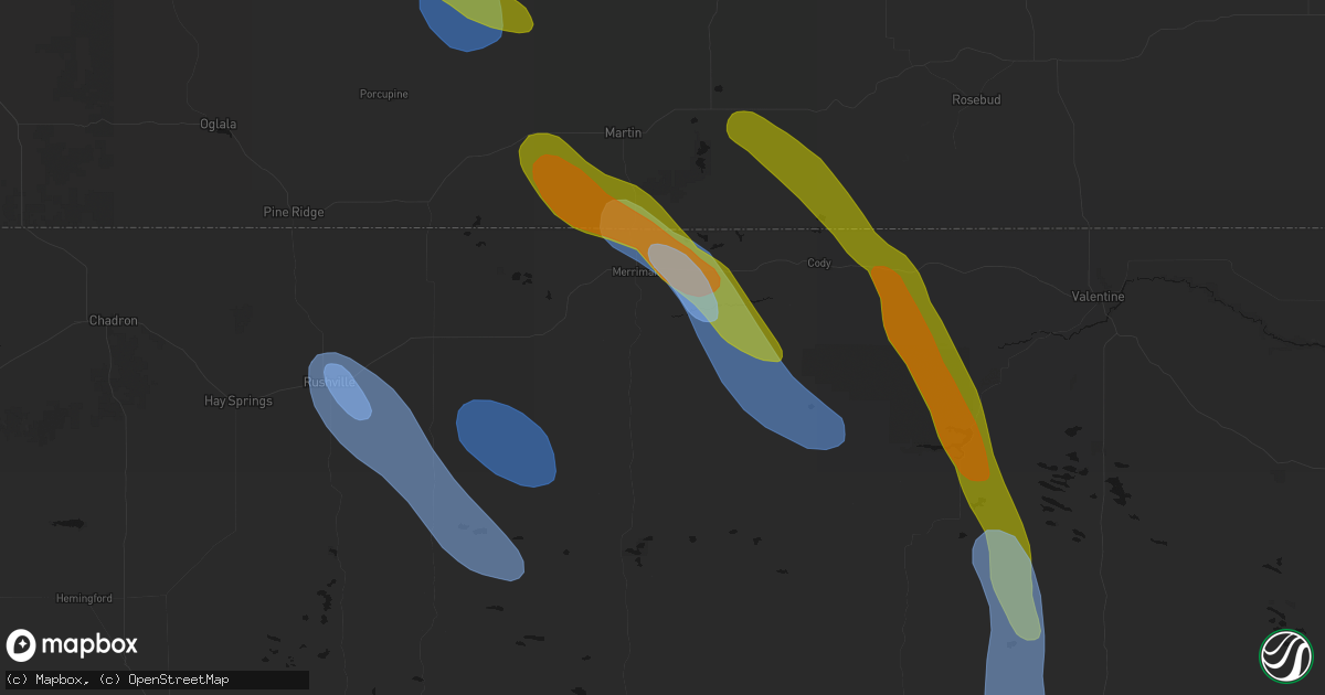 Hail map in Merriman, NE on August 16, 2026