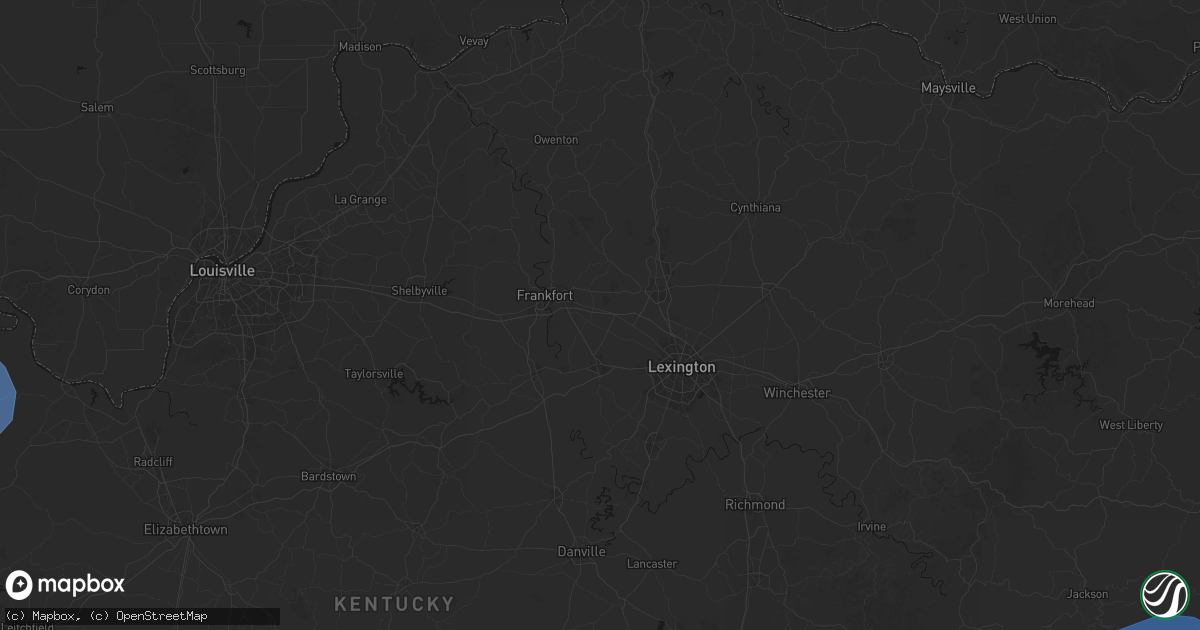 Hail map in Midway, KY on August 16, 2026
