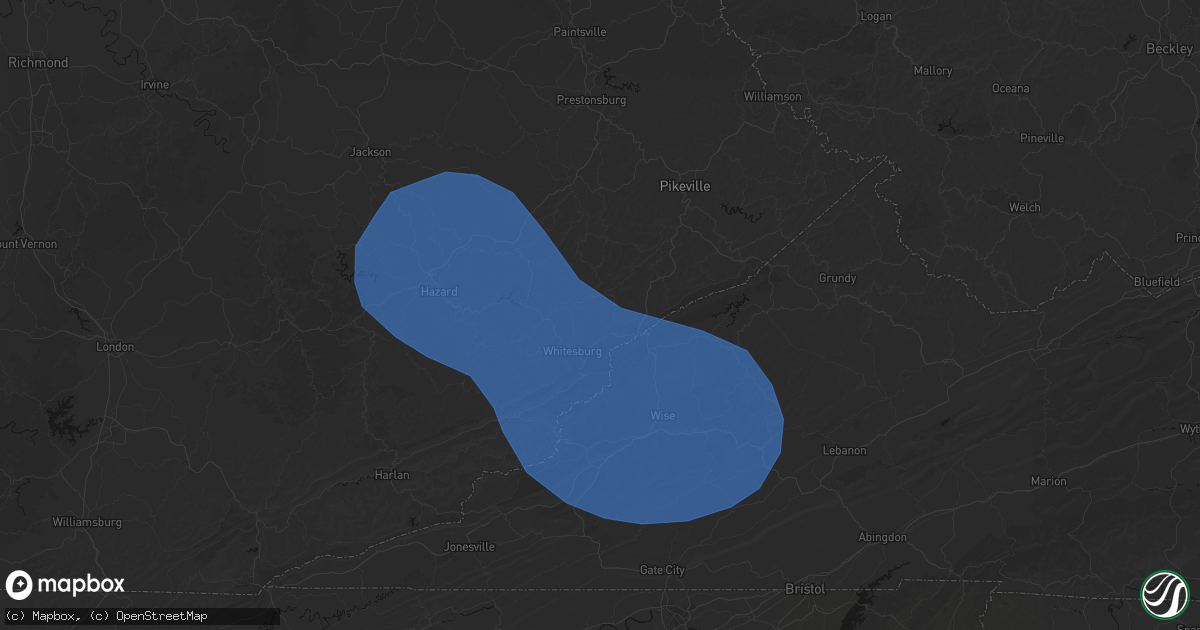 Hail map in Millstone, KY on August 16, 2026