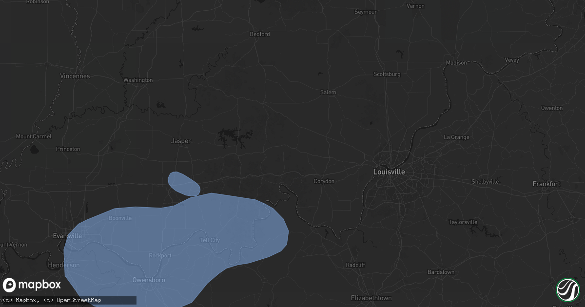 Hail map in Milltown, IN on August 16, 2026