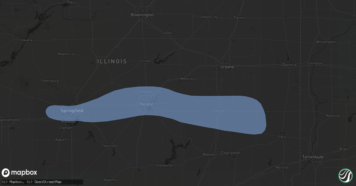 Hail map in Milmine, IL on August 16, 2026