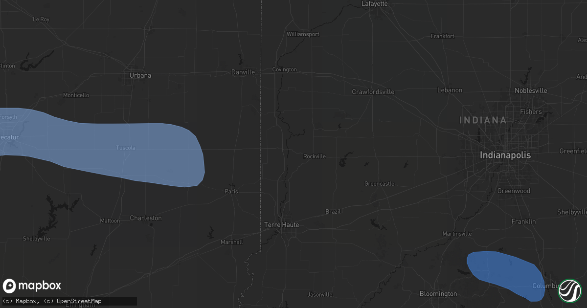 Hail map in Montezuma, IN on August 16, 2026