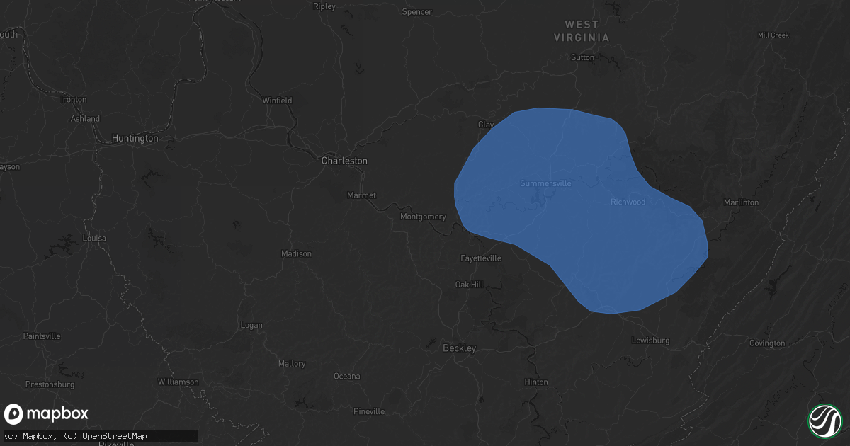 Hail map in Montgomery, WV on August 16, 2026