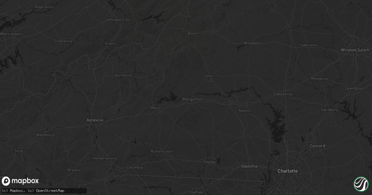 Hail map in Morganton, NC on August 16, 2026