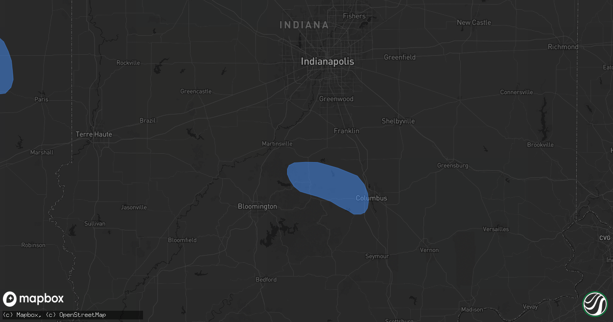 Hail map in Morgantown, IN on August 16, 2026