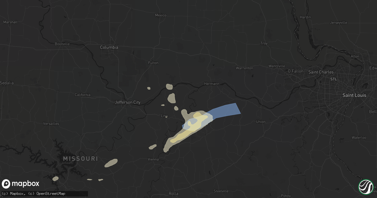 Hail map in Morrison, MO on August 16, 2026