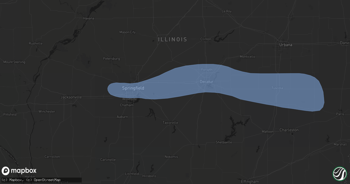 Hail map in Mount Auburn, IL on August 16, 2026