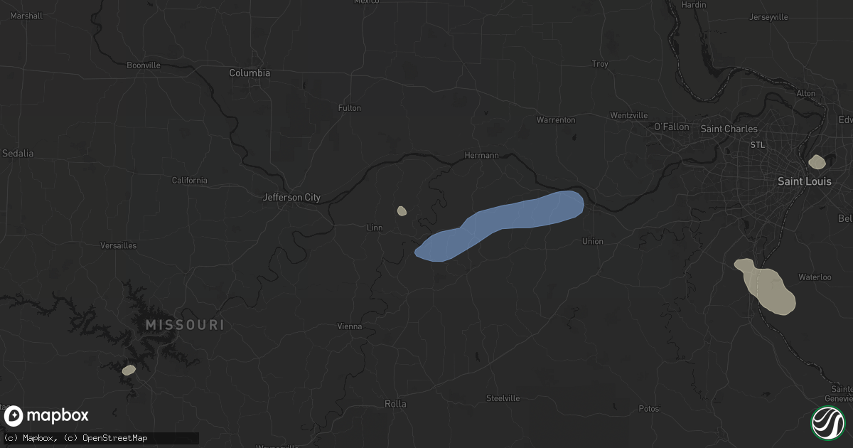 Hail map in Mount Sterling, MO on August 16, 2026