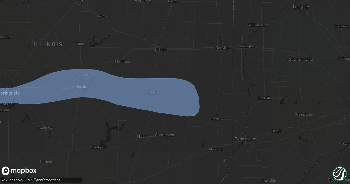 Hail map in Murdock, IL on August 16, 2026