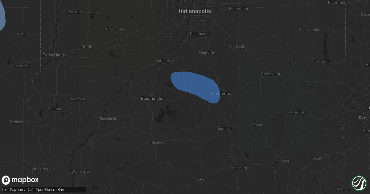 Hail map in Nashville, IN on August 16, 2026