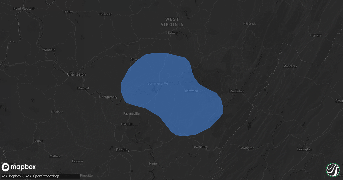 Hail map in Nettie, WV on August 16, 2026