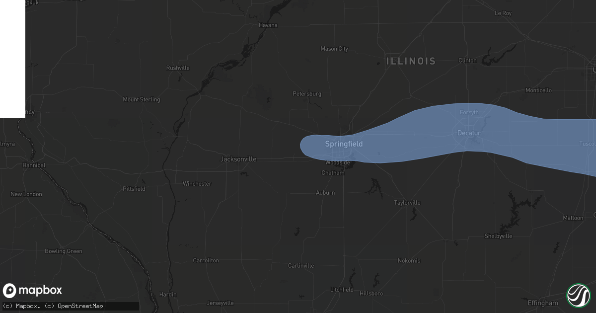 Hail map in New Berlin, IL on August 16, 2026