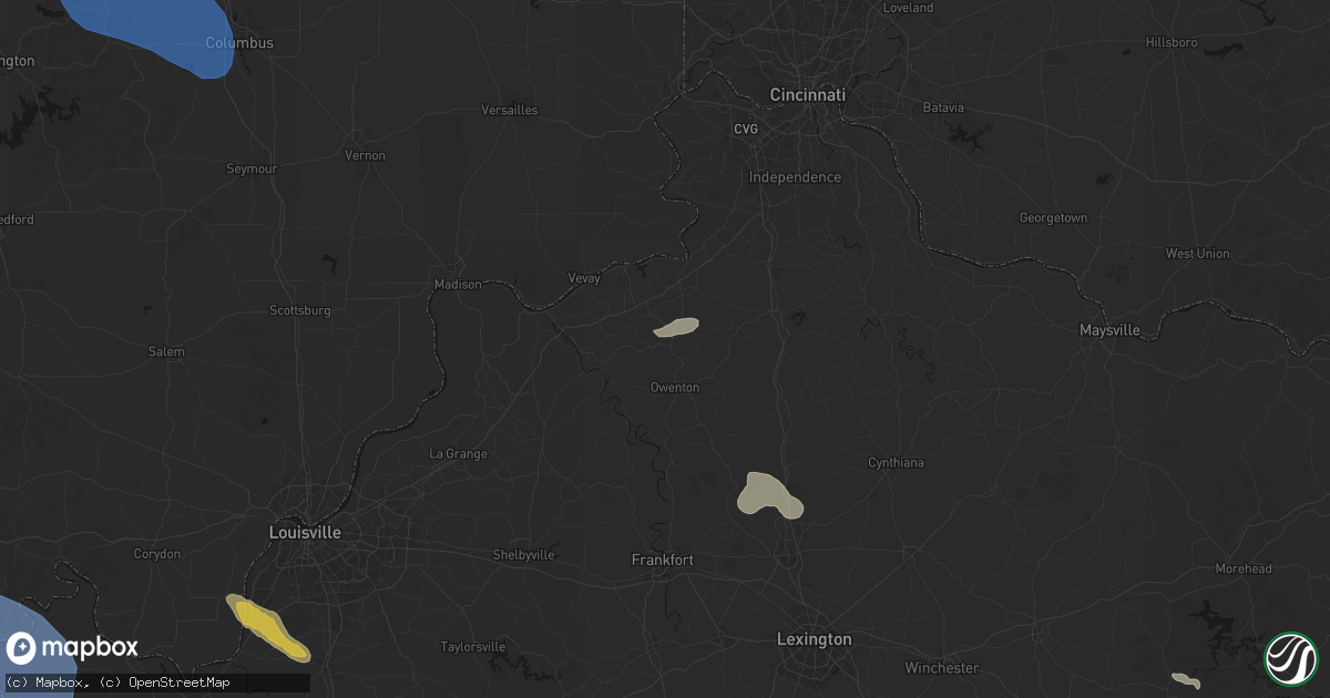 Hail map in New Liberty, KY on August 16, 2026