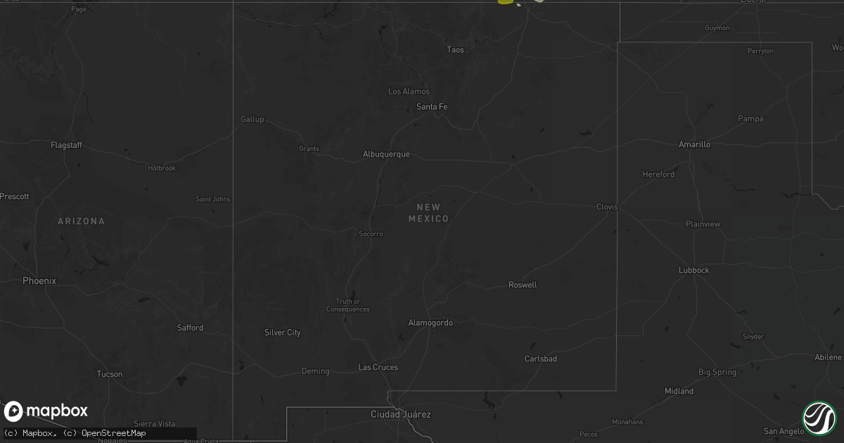 Hail map in New Mexico on August 16, 2026
