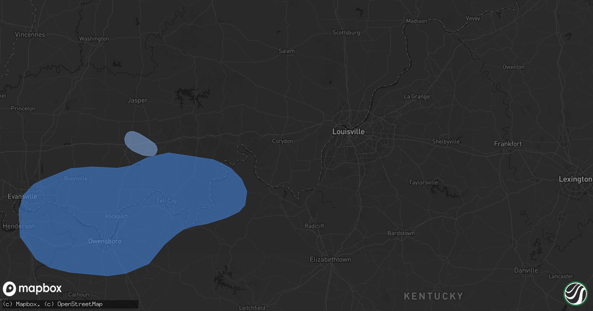 Hail map in New Middletown, IN on August 16, 2026