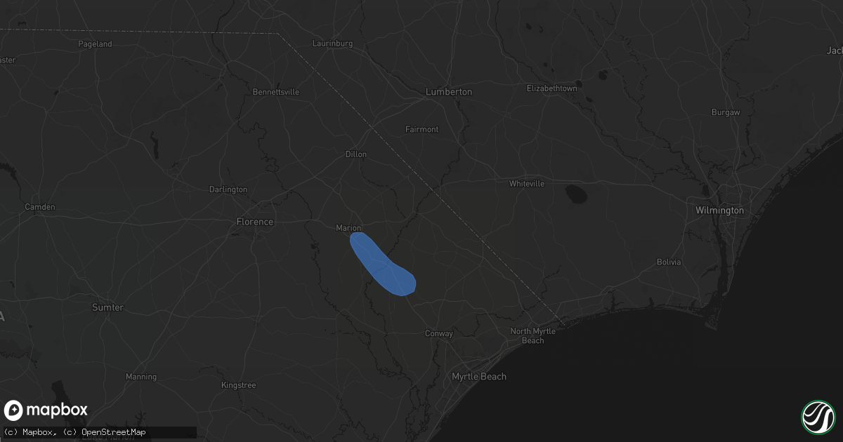 Hail map in Nichols, SC on August 16, 2026