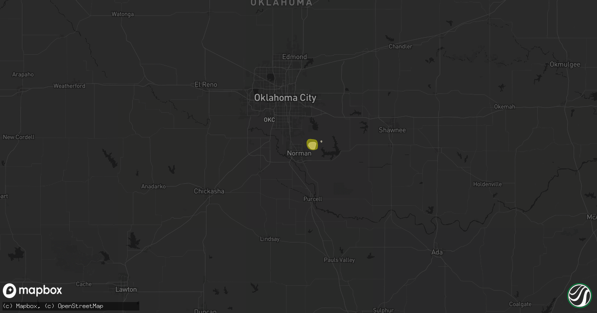 Hail map in Norman, OK on August 16, 2026