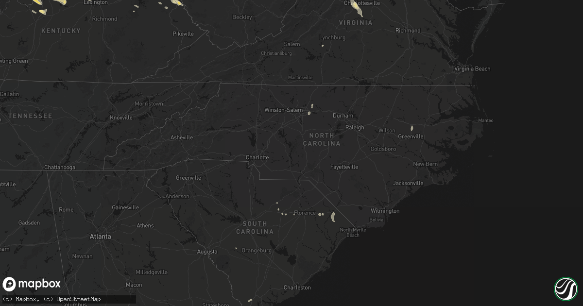 Hail map in North Carolina on August 16, 2026
