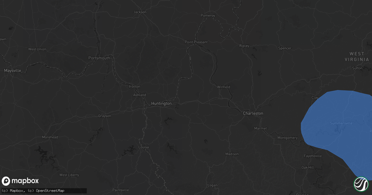 Hail map in Ona, WV on August 16, 2026