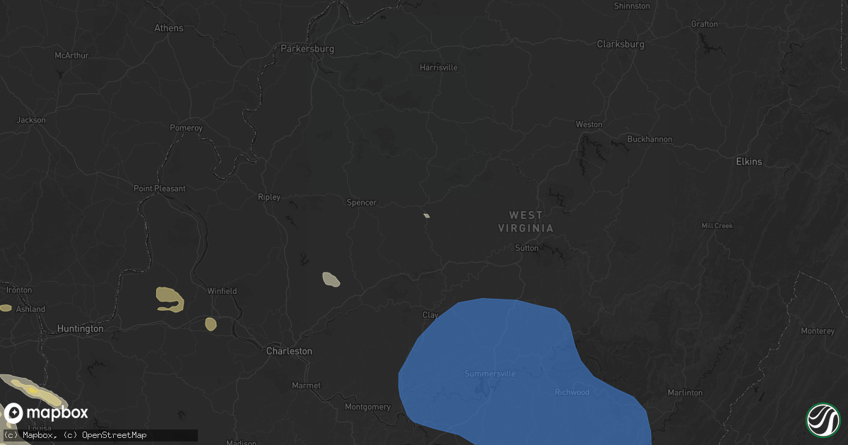 Hail map in Orma, WV on August 16, 2026