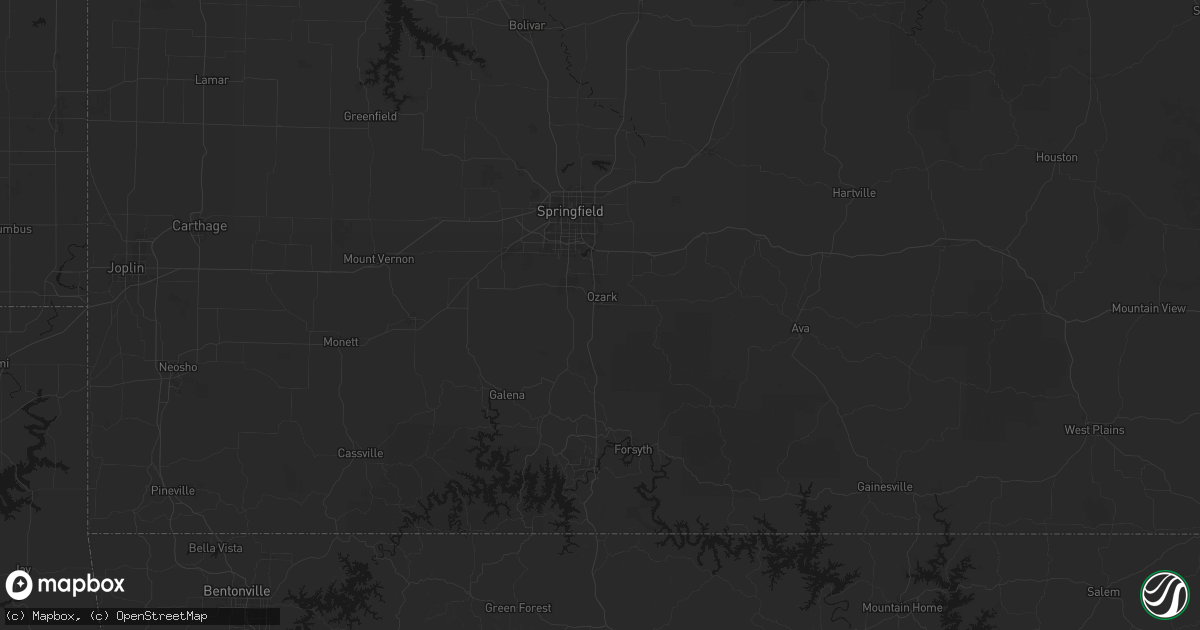 Hail map in Ozark, MO on August 16, 2026