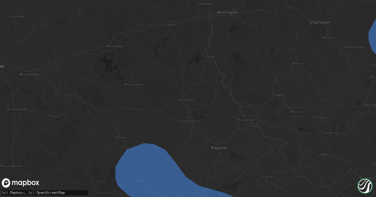 Hail map in Paintsville, KY on August 16, 2026
