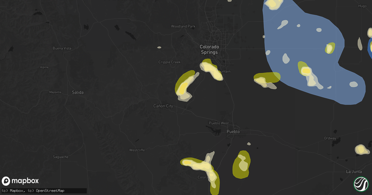 Hail map in Penrose, CO on August 16, 2026