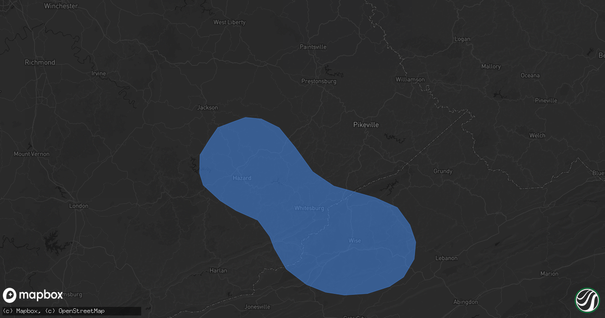 Hail map in Pippa Passes, KY on August 16, 2026