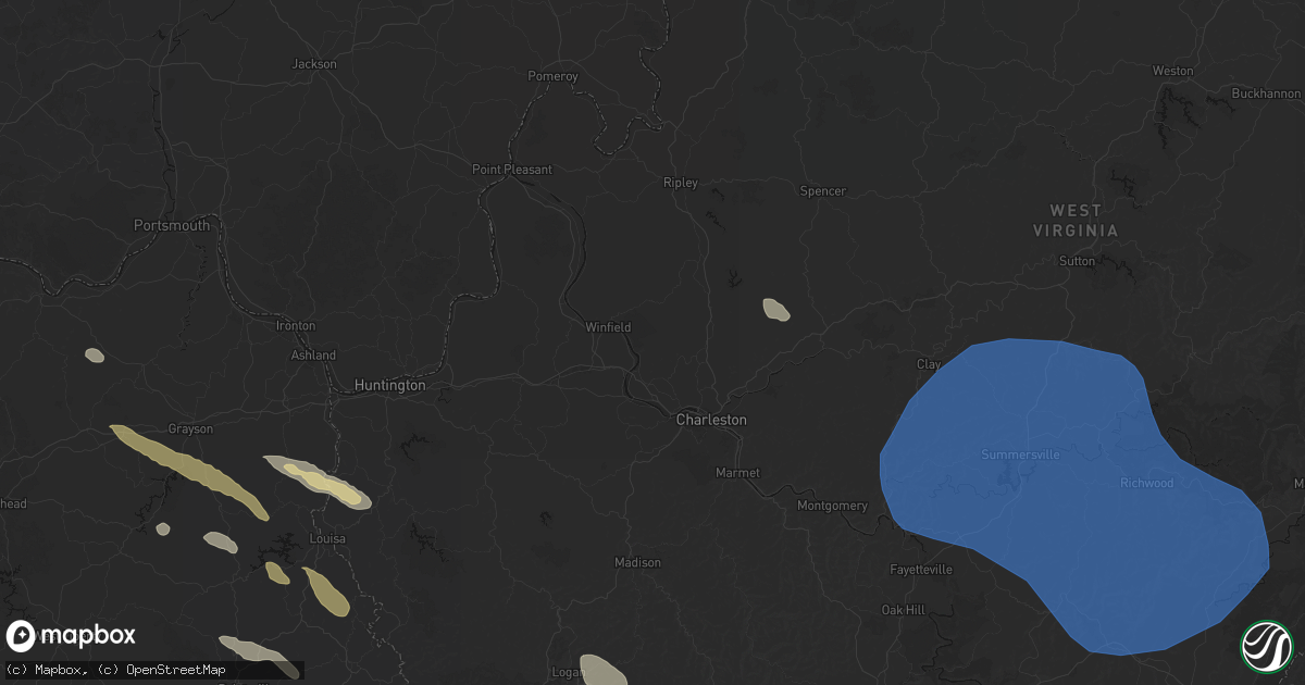 Hail map in Poca, WV on August 16, 2026