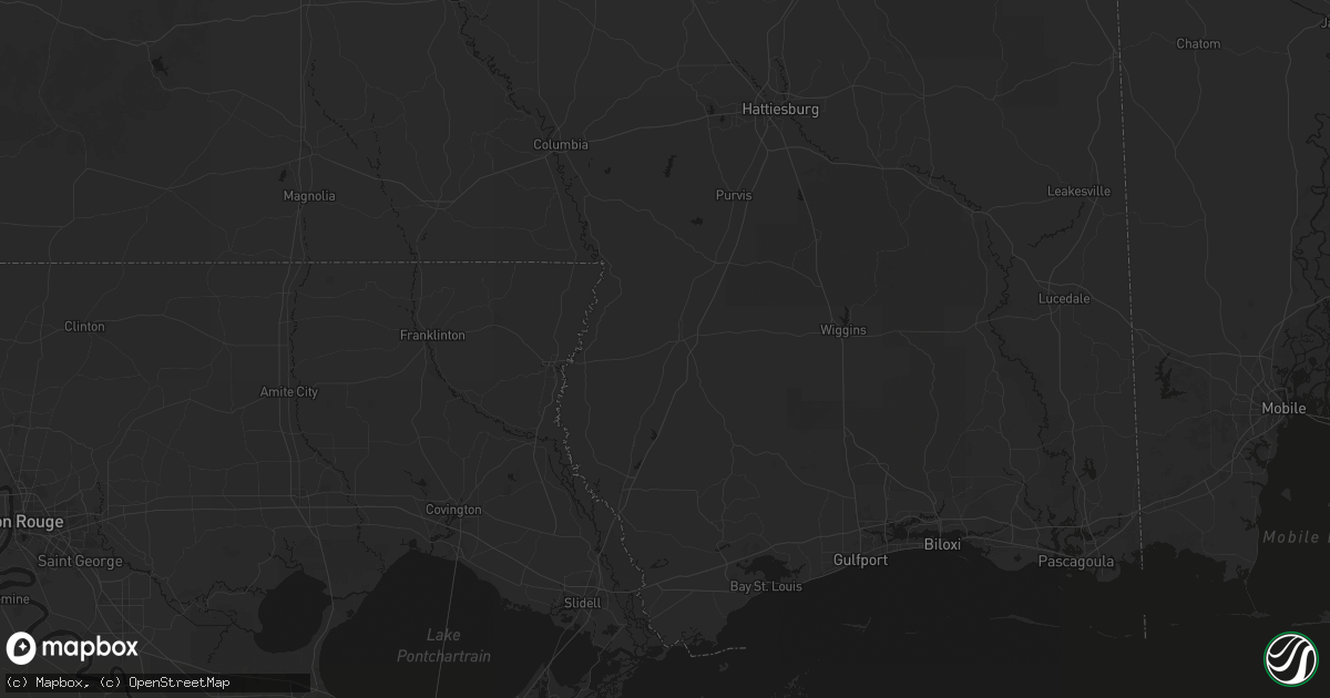 Hail map in Poplarville, MS on August 16, 2026