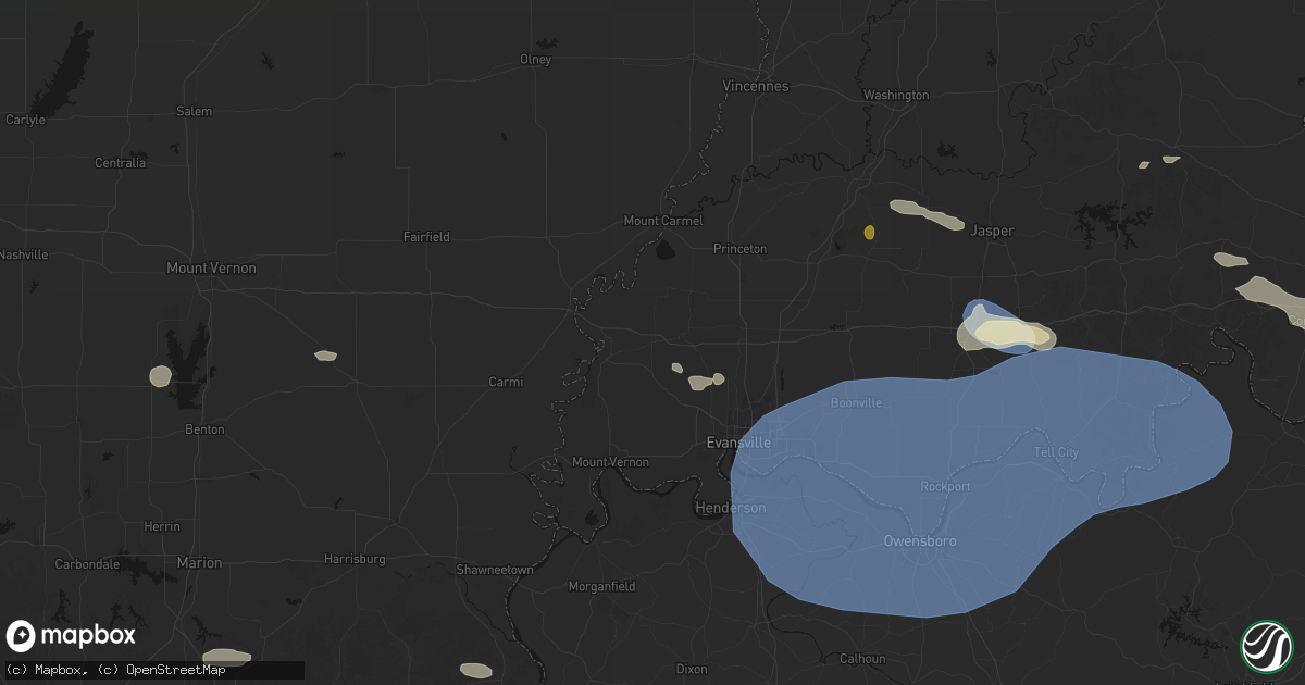 Hail map in Poseyville, IN on August 16, 2026