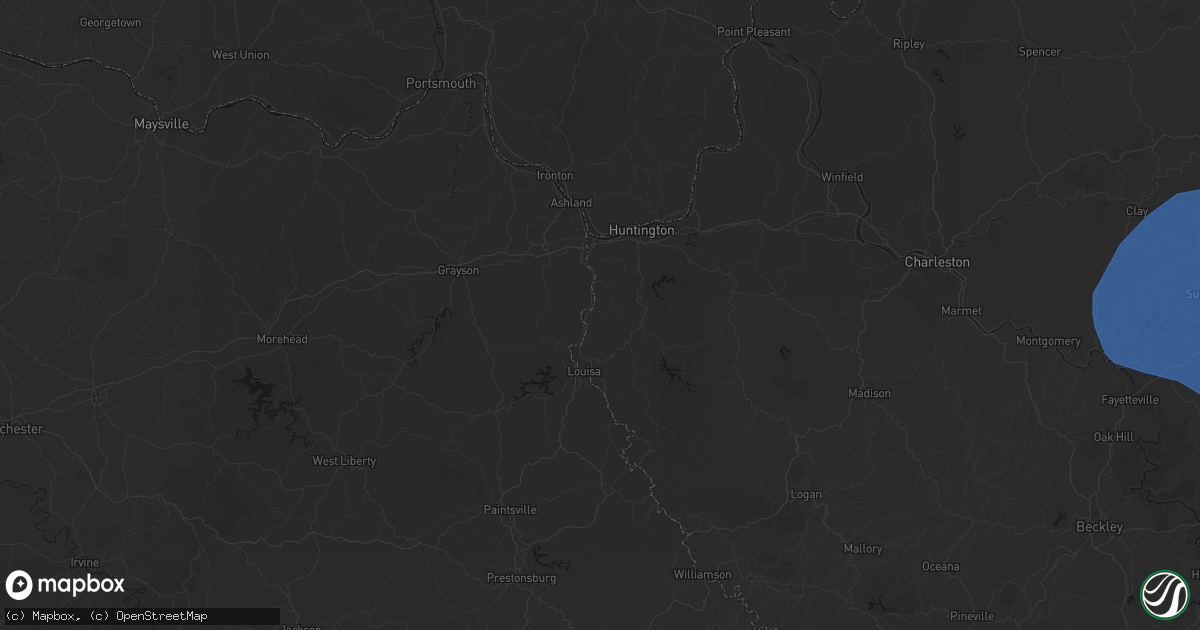 Hail map in Prichard, WV on August 16, 2026