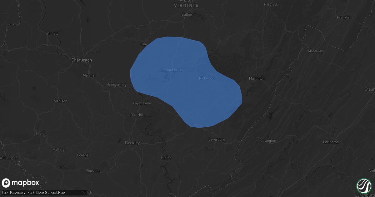 Hail map in Quinwood, WV on August 16, 2026
