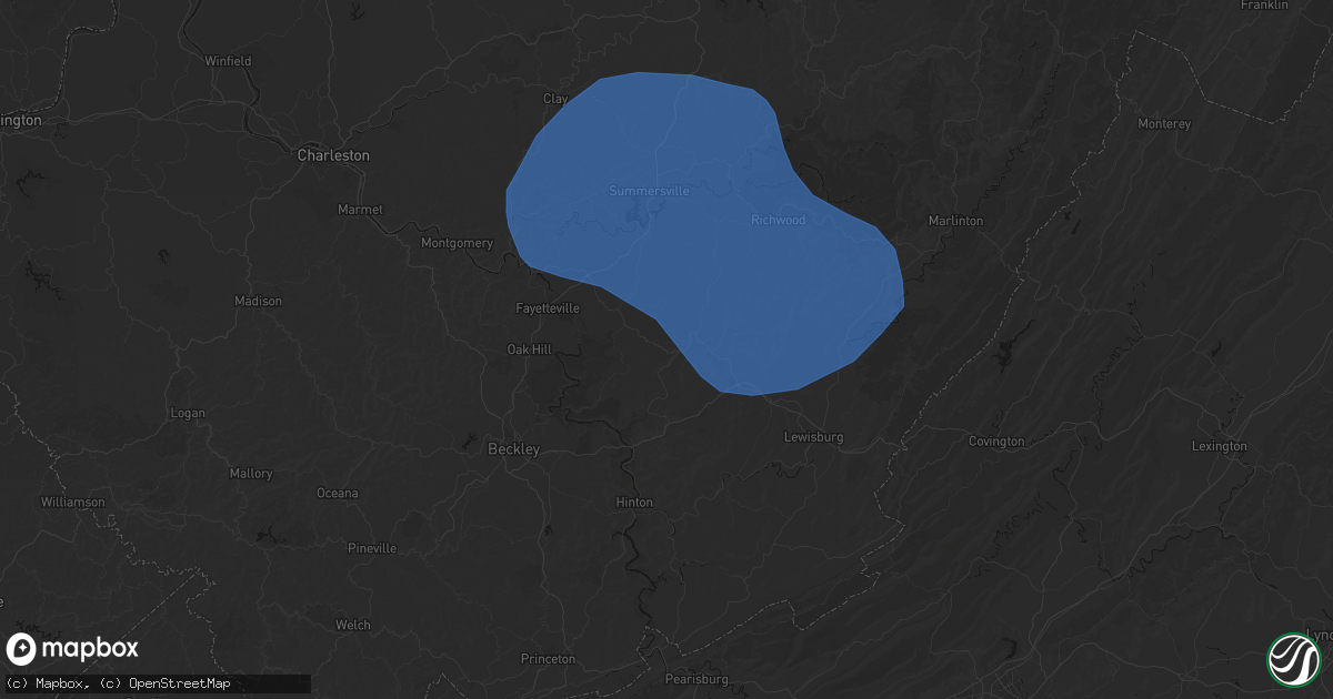 Hail map in Rainelle, WV on August 16, 2026