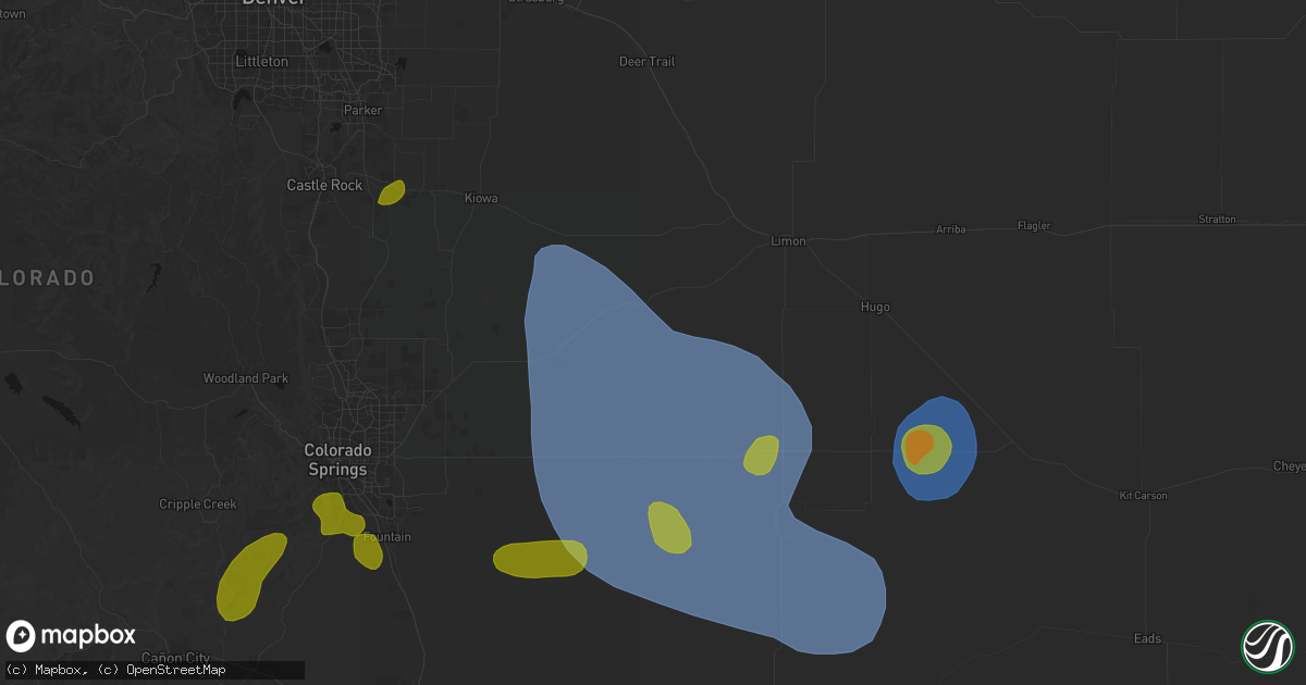 Hail map in Ramah, CO on August 16, 2026