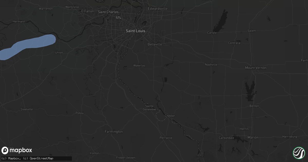 Hail map in Red Bud, IL on August 16, 2026