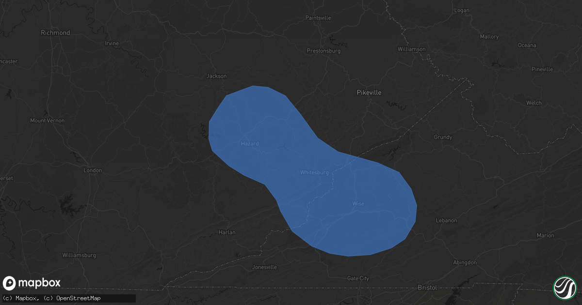 Hail map in Redfox, KY on August 16, 2026