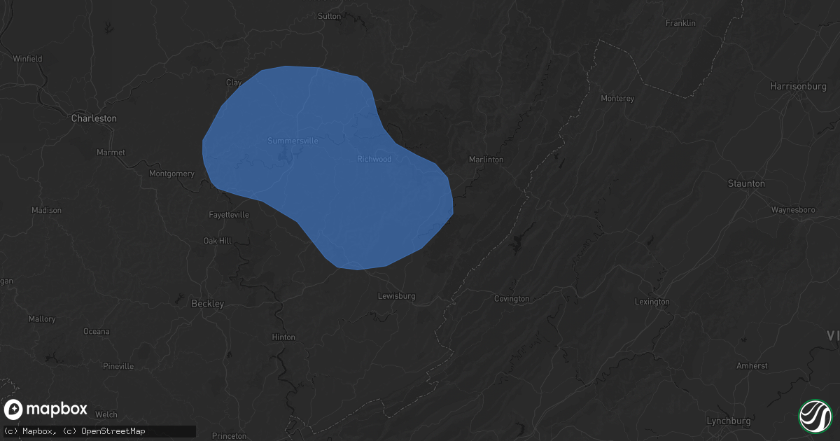 Hail map in Renick, WV on August 16, 2026