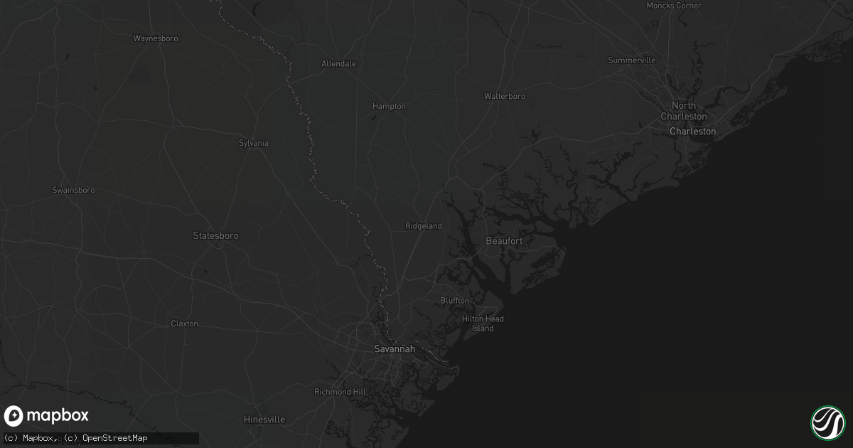 Hail map in Ridgeland, SC on August 16, 2026