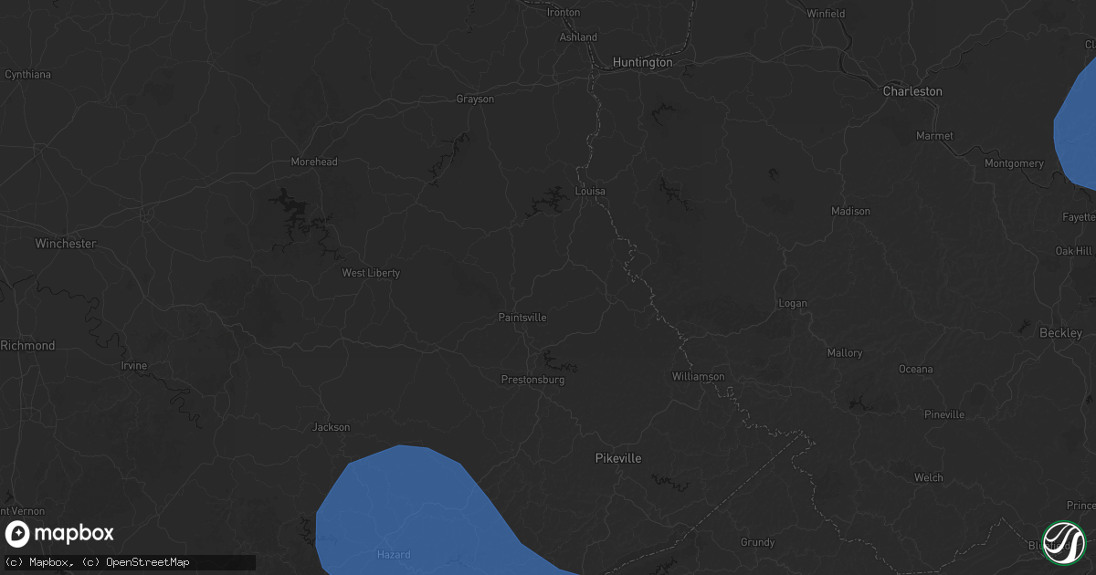 Hail map in River, KY on August 16, 2026