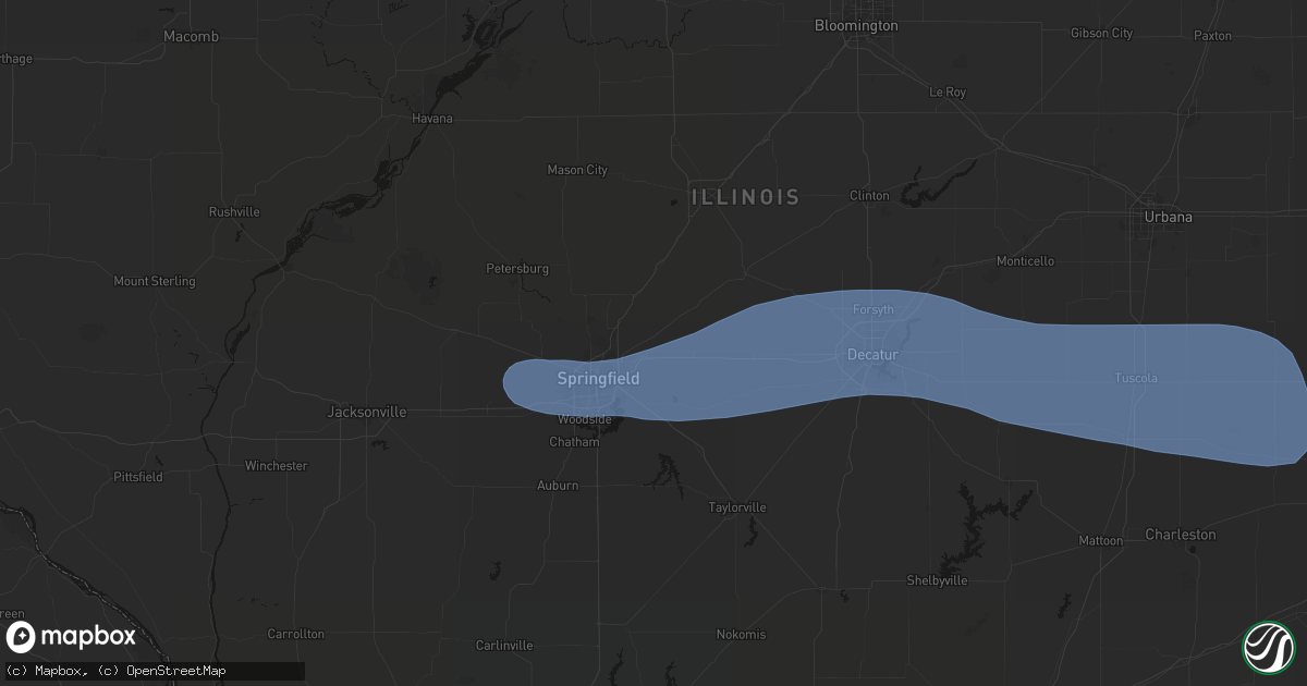 Hail map in Riverton, IL on August 16, 2026