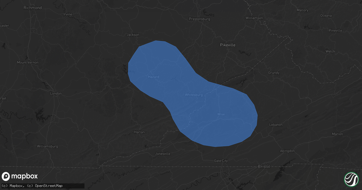 Hail map in Roxana, KY on August 16, 2026