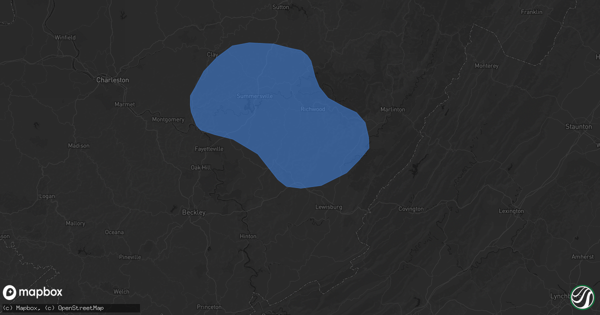 Hail map in Rupert, WV on August 16, 2026